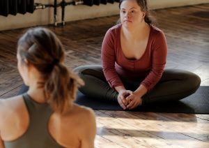 Girl at pilates class.