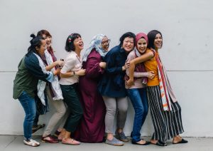 Group of women in a line.