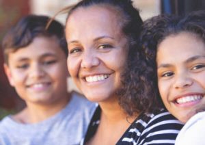 Family smiling.