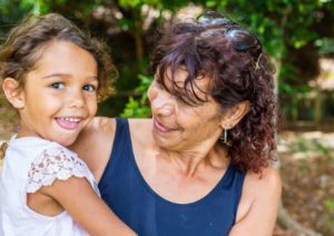 Grandmother and granddaughter together.