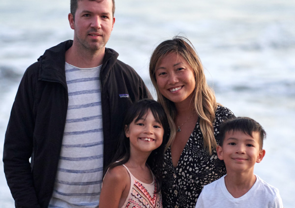 Family photo on the beach.