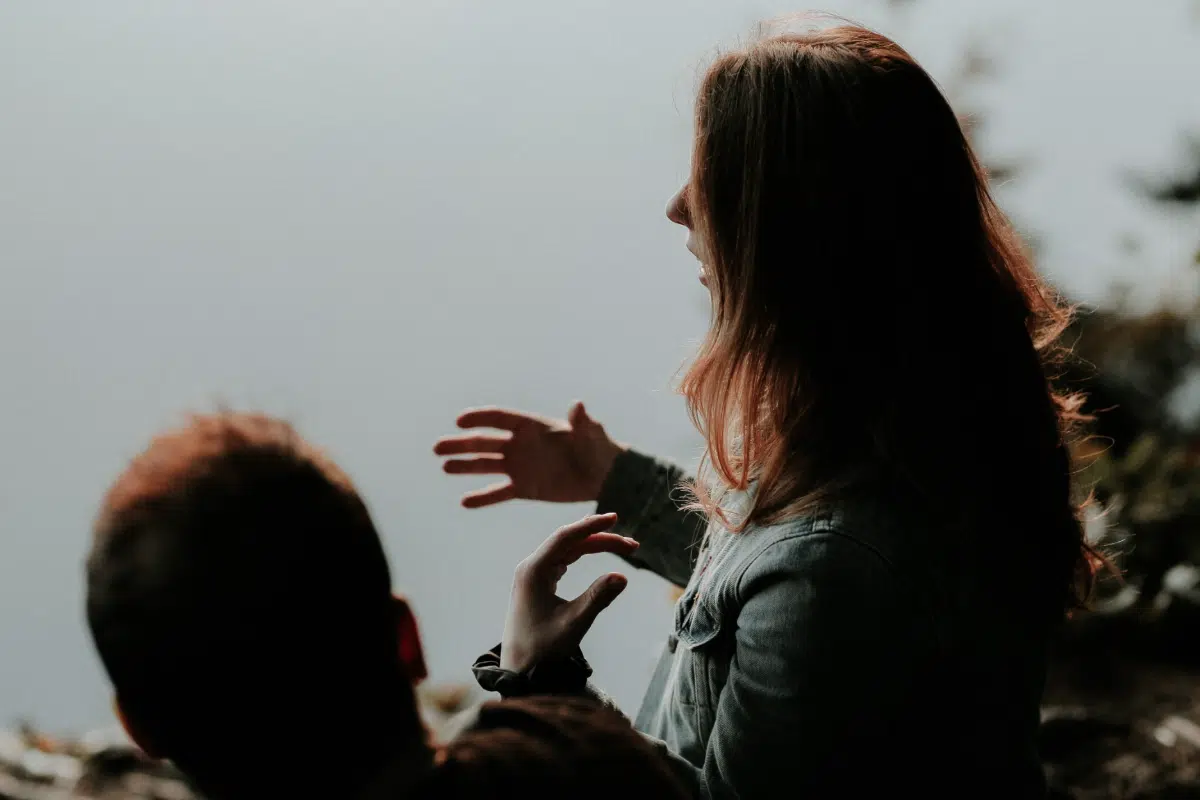 Two people breaking up