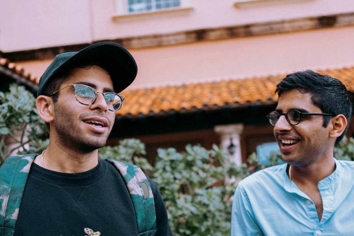 Two men talking
