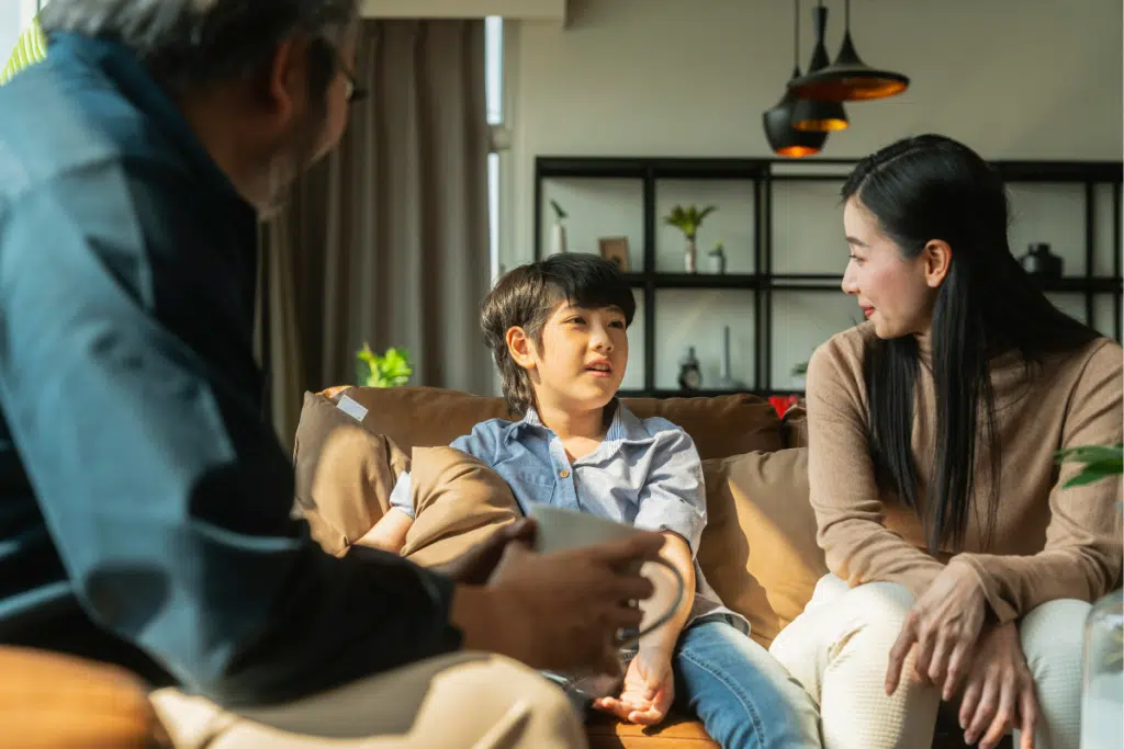 young child and parents in counselling