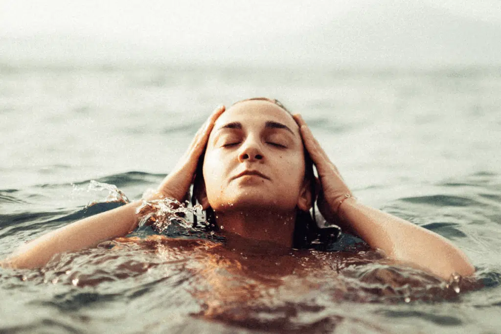 woman with head above water